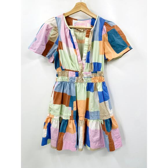 Anthropologie colorful pattern mini flare dress - Picture 2 of 5